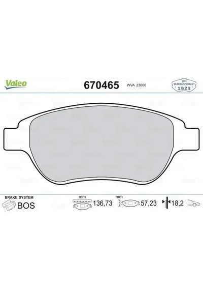Fiat Doblo On Fren Balatasi 1.3 2004-2012 Valeo 670465