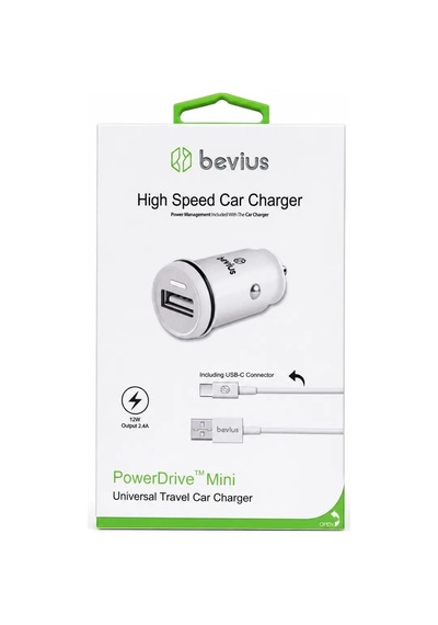 Type-c Beyaz 12w Kablolu Araç Şarj Cihazı Bevius Bvs-au502