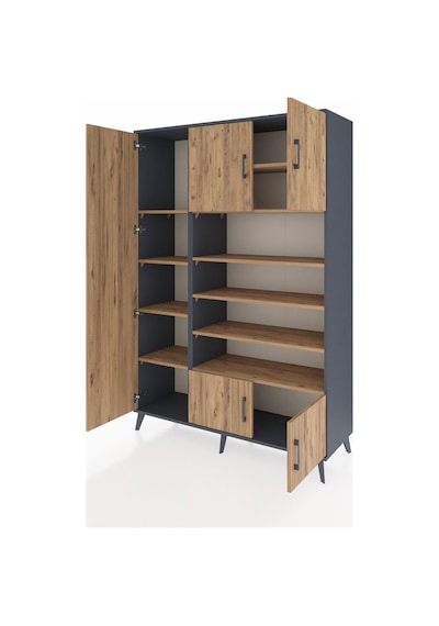 Hyperion Dolap 10 Raflı 5 Kapaklı 132x44x195 Antrasit-çam/çam Antrasit
