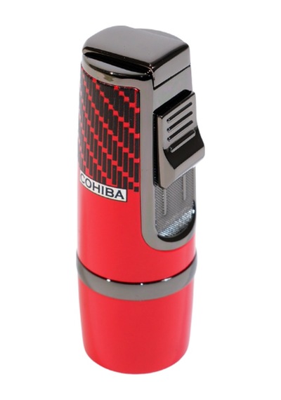 Cohiba 3 Torch Pürmüz Kırmızı-siyah Desenli Metal Puro Çakmağı - Tr9246