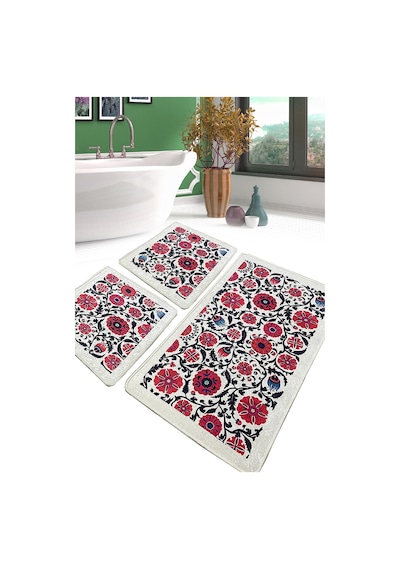 Sheffield Banyo Halısı Djt 3 Lü Set Banyo Halısı Paspas Yıkanabilir Kaymaz Çok Renkli