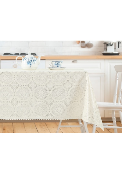 Madame Coco Anita Pvc Masa Örtüsü - Ekru/ekru - 140x140 Cm Maor0000000007140 X 140 Cm-ekru