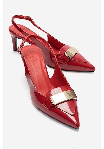 Luvi Shoes Sollenne Kırmızı Rugan Tokalı Kadın Topuklu Ayakkabı