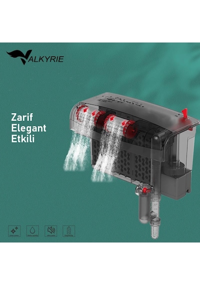 Valkyrie Askılı Akvaryum Şelale Filtre 10w 800 L/h 6 Lı Filtre Yüzey Temizleyici