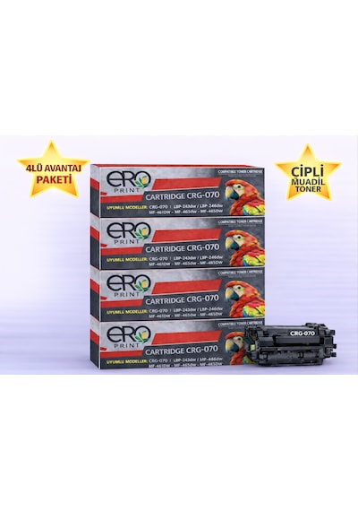 Canon Crg-070 Çipli Uyumlu Toner - 3000 Sayfalık - 4'lü Paket