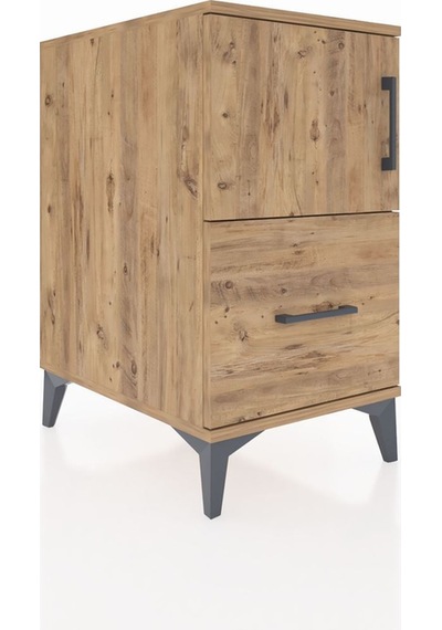 Kronos Komodin 2 Raflı Tek Çekmeceli Tek Kapaklı 44x59x80 Çam-çam Atlas Çam