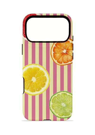 Apple iPhone Uyumlu 17 Pro Max Vorian Çift Katmanlı Magsafe Kılıf Citrus Fiesta Stripe