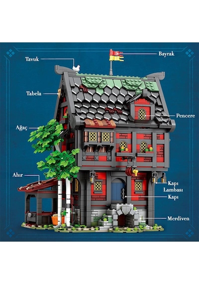 Reobrix 66017 Haçlı Hanı Yaratıcı Yapı Blok Seti Building Block Medieval Tavern The Crusader's Inn - 2953 Parça