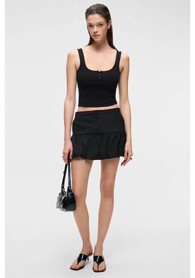 ETHIQUET A YONA Kadın Slim Fit U Yaka Siyah Atlet