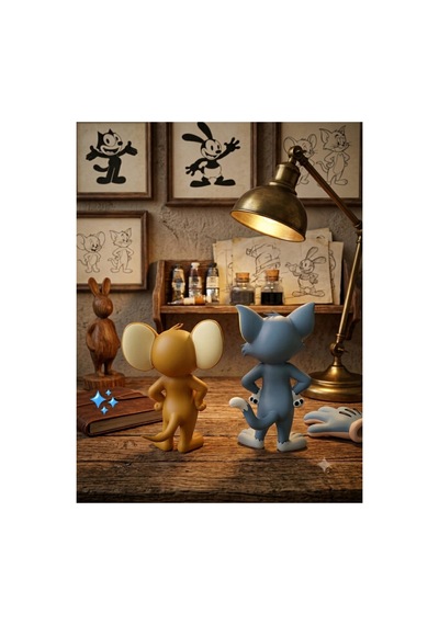 3d Tom Ve Jerry Figür 2 Li Boyama Seti - Kendin Boya Hobi Ve Etkinlik Seti - Akrilik Boya + 4 Fırça