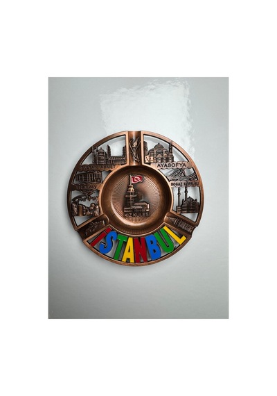 İstanbul Temalı Metal Küllük Kabartma Figürlü Dekoratif Tasarım Gold, Bakır, Gümüş 784533499