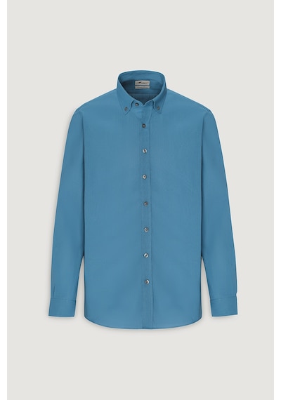 AC&Co / Altınyıldız Classics Tailored Slim Fit Dar Kesim Düğmeli Yaka %100 Pamuk Erkek Gömlek Petrol