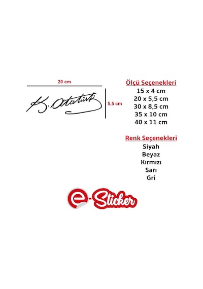 Kemal Atatürk Imza Sticker Oto Sticker
