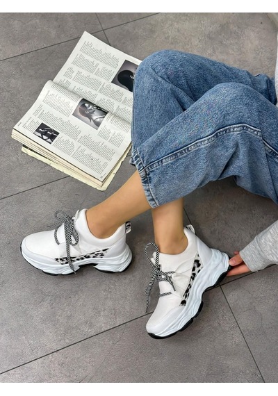 Erva'nın Butiği Beyaz Dalgıç Kumaş Ryan Kadın Sneakers-5637