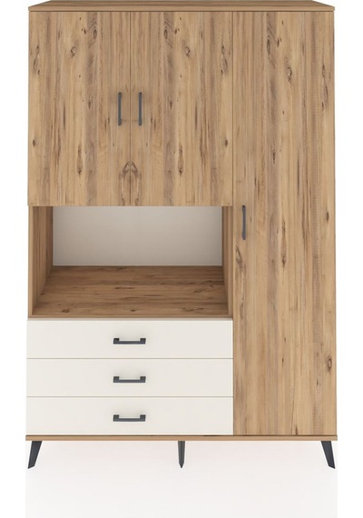 Hyperion Dolap 7 Raflı 3 Çekmeceli 3 Kapaklı 132x44x195 Çam-ç... Çam