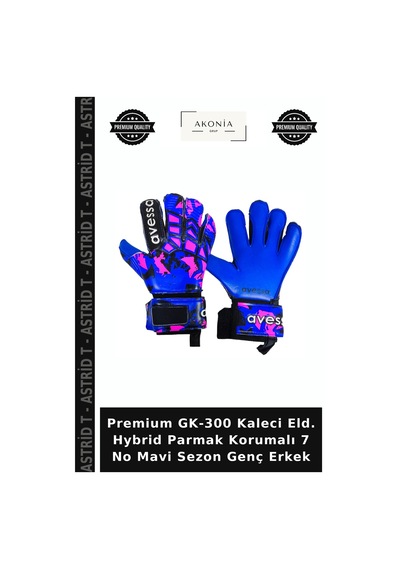 Premium Gk-300 Kaleci Eld. Hybrid Parmak Korumalı 7 No Mavi Sezon Genç Erkek