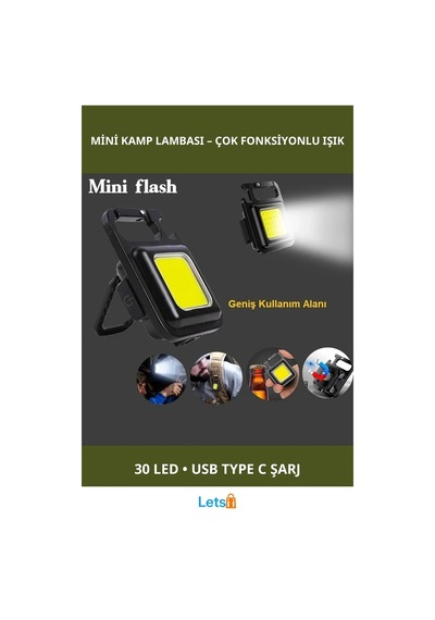 30 Led Mıknatıslı Şarjlı Mini Anahtarlık Flash Kamp Lambası Çok Renkli