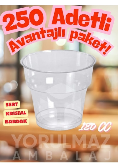 180 Cc Sert Kristal Plastik Bardak 250 Adet Şeffaf Mika Bardak Davet, Parti Ve Paket Servis İçin Diğer