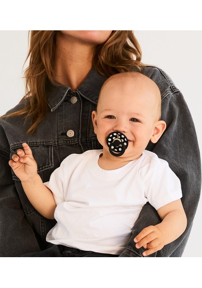 Bibs Studio Polka Big Kauçuk Emzik - Black Ivory 0-6 Ay
