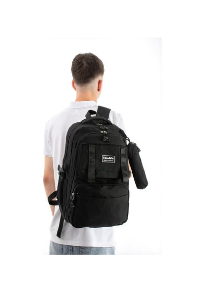 Ventis Unisex Kalemlikli 2'li Set Okul Çantası Lise Ortaokul Sırt Çantası 43 30 Cm Çok Cepli Vnt7-f Siyah