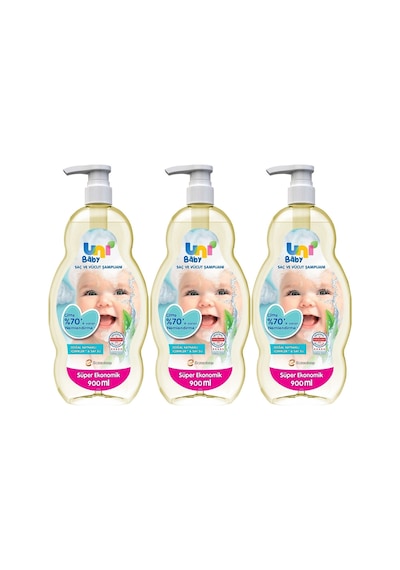 Uni Baby Bebek Saç Ve Vücut Şampuanı 900ml Klasik Pompalı 3lü