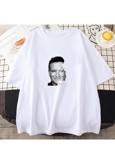 Startmore Beyaz Robin Williams Aktör Poster Grafik Baskı Estetik -gömlek Tshi Beyaz