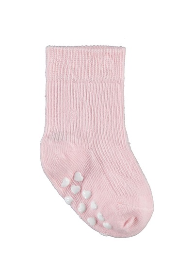 Civil Baby Kaydırmaz Kalp Baskı 3'lü 6- Bebek Kız Çorap Set - Standart