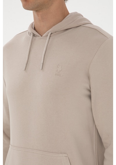 U.S. Polo Assn. Erkek Regular Fit Kapüşonlu Taş Basic Sweatshirt 50313720-VR049