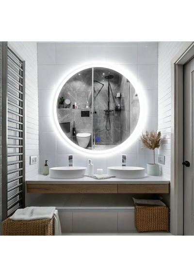 Orbit Led'li Kumlamalı Lavabo & Banyo Aynası Dokunmatik Sensörlü 80 X 80 Beyaz