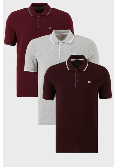 Buratti Pamuklu Slim Fit Şerit Detaylı Düğmeli Polo Yaka 3'Lü Paket Erkek T Shirt 5902118S3 Vişne-Gri Melanj-Vişnebeyaz Buratti Pamuklu Slim Fit Şerit Detaylı Düğmeli Polo Yaka 3'Lü Paket Erkek T Shirt 5902118S3 Vişne-Gri Melanj-Vişnebeyaz