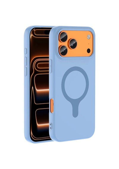 Apple iPhone Uyumlu  Uyumlu 18 Pro Max Kılıf M-safe Şarj Özellikli Zore Aris Silikon Kapak Baby Blue