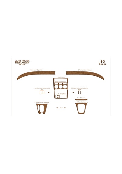 Land Rover Freelander Torpido Kaplama 2000-2003 10 Parça Açık Meşe