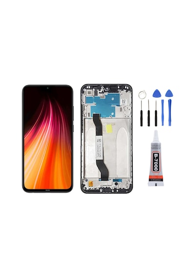 Xiaomi Redmi Note 8 Çıtalı Siyah Lcd Ekran Dokunmatik Tamir Seti Yapıştırcı Set Yedcom