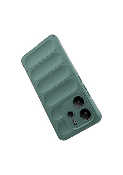Xiaomi Redmi Note 14 4g Kılıf Esnek Tpu Oyuklu Arka Yüzey Tasarımlı Zore Etnik Silikon Kapak Koyu Yeşil