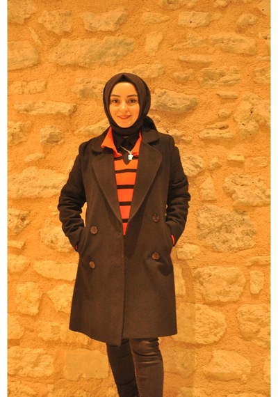 Tesettürcüm Boutique Kruvaze Kaşe Kaban Siyah