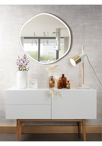 Arya Ayna Asimetrik Ayna, Dekoratif Ayna, Duvar Aynası Banyo Aynası Holl Aynası 50 X 50 Beyaz