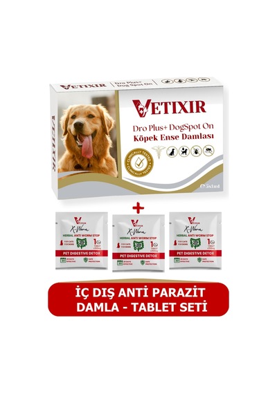 Köpek Bitkisel İç Dış Bit Pire Uzaklaştırıcı Damla Ve Tablet 5 Damla 3 Tablet
