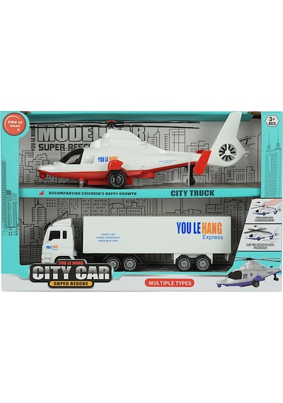 Cıty Car Helikopter Ve Kamyon 2 Li Araç Seti Beyaz Kamyon