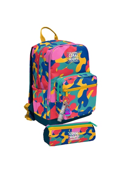 Coral High Renkli Kamuflaj Desenli İlk Ve Ortaokul Sırt Çantası Ve Kalemlik Seti Unisex - Setygn33232c Çok Renkli
