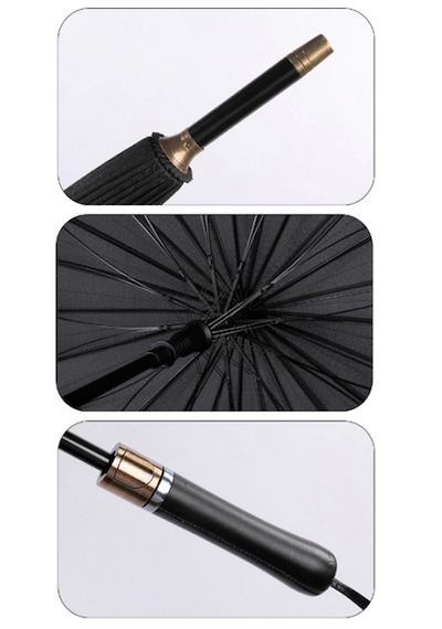 Newdaki 24 Telli Fiber Rüzgara Dayanıklı Premium Lux Şemsiye 1.kalite Siyah