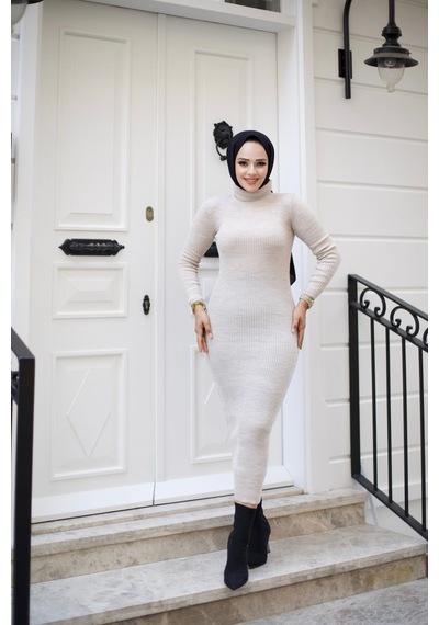 Hira Life Fashion Kadın Elbise Tesettür Giyim Balıkçı Yaka Ve Dar Kesim Triko Kalem Elbise Taş Taş Hira Life Fashion Kadın Elbise Tesettür Giyim Balıkçı Yaka Ve Dar Kesim Triko Kalem Elbise Taş Taş