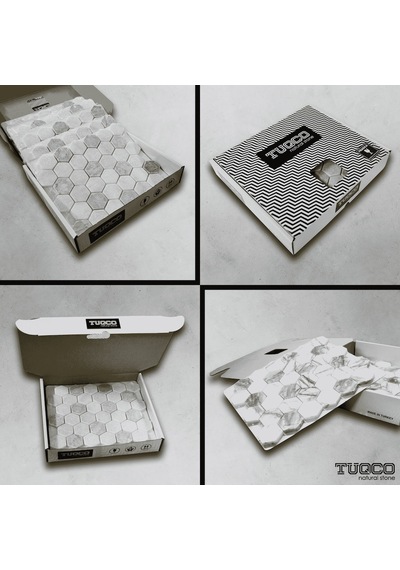 Tuqco Doğaltaş 1'' Hexagon Golden Eskiitme Mermer Mozaik