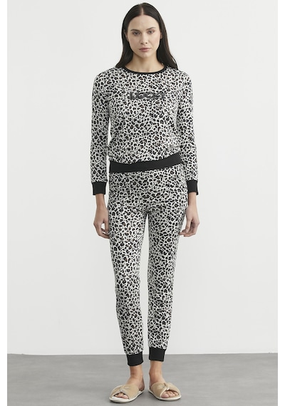 Sementa Leopar Desenli Pijama Takım - Ekru Ekru