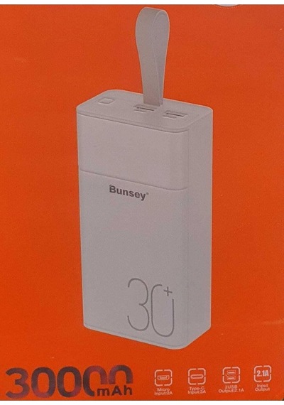 30000 Mah Powerbank Ios Android Uyum Led Işıklı Type C Mikro Usb Çıkışlı Siyah