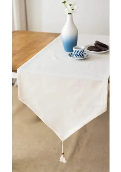 Rosehan Üçgen Uçlu Organik Ham Keten Runner 40 X 150 Cm