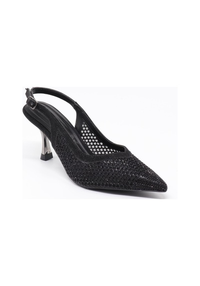 Nesilshoes Nesil Shoes Özma 227 Siyah Topuklu A. Açık Kadın Ayakkabı