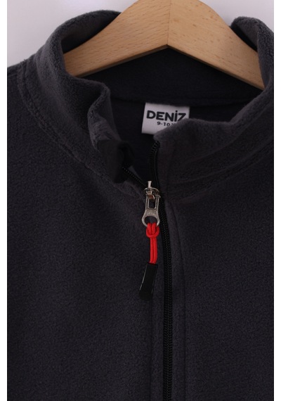 Monox Çocuk Unisex Parmak Geçmeli Polar Ceket Füme