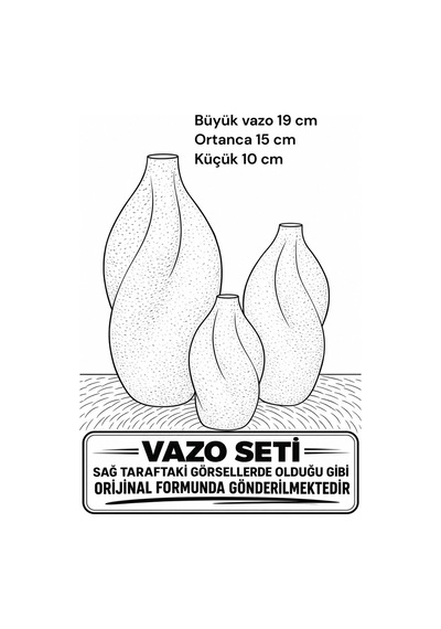 Modern Kıvrımlı 3'lü Dekoratif Vazo Seti Seramik Görünümlü Mat Doku, Ev Dekorasyon Beyaz Beyaz