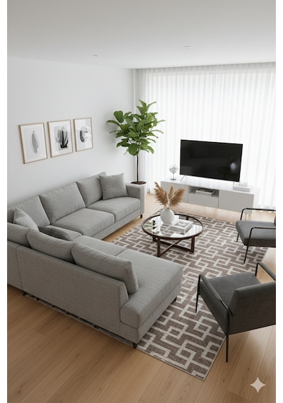 Kaymaz Taban Modern Desen Halı Yolluk Leke Tutmaz Kolay Temizlenir Koridor Salon Yatak Mutfak Odası Bej