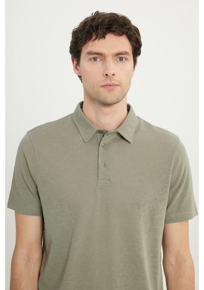AC&Co / Altınyıldız Classics Erkek Hakı Pamuklu Slim Fit Dar Kesim Polo Yaka Tişört Haki